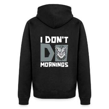 Zebra Funny I Don't Do Mornings - Unisex Premium Organic Zip Hoodie - black - Back - Nico (187cm)