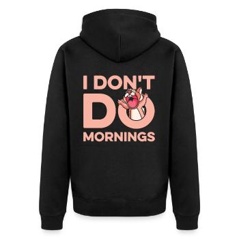 Écureuil Drôle Je ne fais pas les matins - Veste à capuche bio Premium Unisexe - noir - Dos - Nico (187cm)