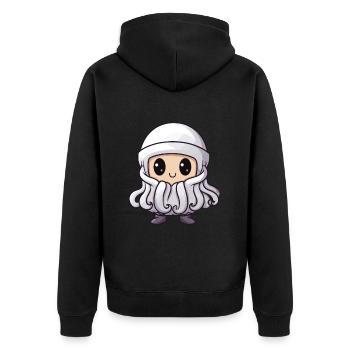 Oktopus Winter Tier Baby Comic - Unisex Premium Bio Zip Hoodie - Schwarz - Hinten - Nico (187cm)
