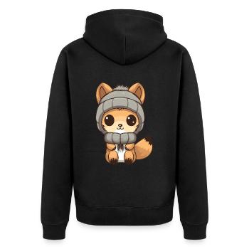 Eichhörnchen Winter Tier Baby Comic - Unisex Premium Bio Zip Hoodie - Schwarz - Hinten - Nico (187cm)