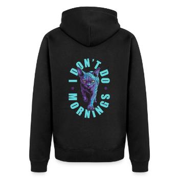 Sphynx Cat Drôle Je Ne Fais Pas De Matins - Veste à capuche bio Premium Unisexe - noir - Dos - Nico (187cm)