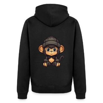 Singe Hiver Animal Bébé Bande Dessinée - Veste à capuche bio Premium Unisexe - noir - Dos - Nico (187cm)