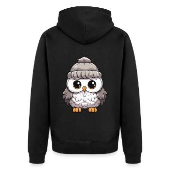 Hibou d’hiver Animal bébé bande dessinée - Veste à capuche bio Premium Unisexe - noir - Dos - Nico (187cm)