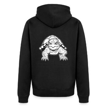 Turtle Angry - Unisex Premium Organic Zip Hoodie - black - Back - Nico (187cm)