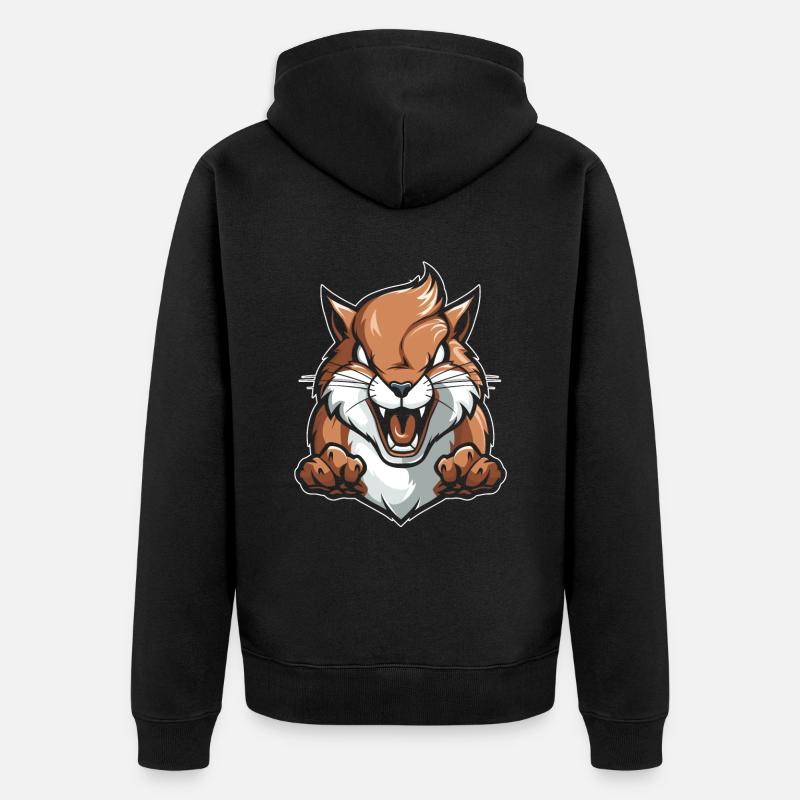 Eichhörnchen Wütend - Unisex Premium Bio Zip Hoodie - Schwarz