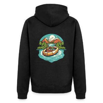 Rafting - Unisex Premium Organic Zip Hoodie - black - Back - Nico (187cm)