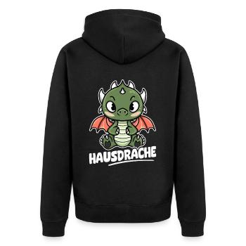 Hausdrache. Stark, Mutig und Unbesiegbar. Drache - Unisex Premium Bio Zip Hoodie - Schwarz - Hinten - Nico (187cm)