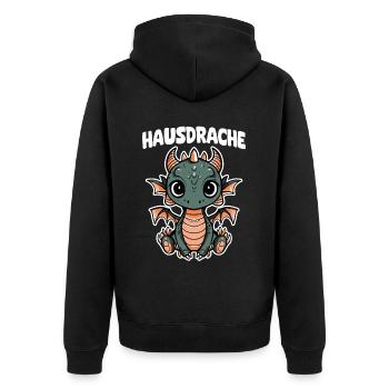 Hausdrache. Stark, Mutig und Unbesiegbar. Drache - Unisex Premium Bio Zip Hoodie - Schwarz - Hinten - Nico (187cm)
