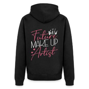 Beautician Lashes Skincare Future - Unisex Premium Bio Zip Hoodie - Schwarz - Hinten - Nico (187cm)