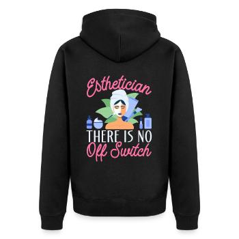 Beautician EstheticianThere's No - Unisex Premium Bio Zip Hoodie - Schwarz - Hinten - Nico (187cm)