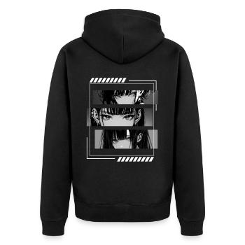 Anime Girls Eyes Soft Grunge Aesthetic Japanese Ma - Unisex Premium Bio Zip Hoodie - Schwarz - Hinten - Nico (187cm)