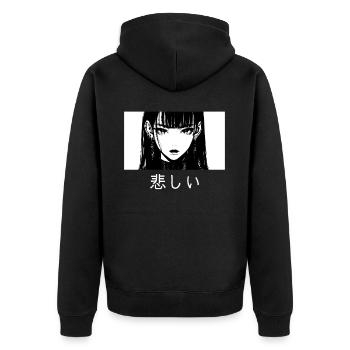 Emo Girl Soft Grunge Goth Aesthetic Dark Anime Man - Unisex Premium Bio Zip Hoodie - Schwarz - Hinten - Nico (187cm)