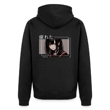 Emo Waifu Gothic Occult Yandere Grunge Goth Aesthe - Unisex Premium Bio Zip Hoodie - Schwarz - Hinten - Nico (187cm)