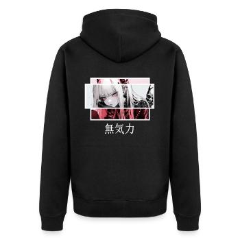 Evil Girl Grunge Aesthetic Dark Gothic Anime Haraj - Unisex Premium Bio Zip Hoodie - Schwarz - Hinten - Nico (187cm)