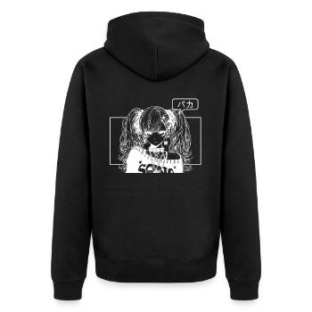 Kawaii Gothic Anime Girl Edgy Grunge Aesthetic Har - Unisex Premium Bio Zip Hoodie - Schwarz - Hinten - Nico (187cm)