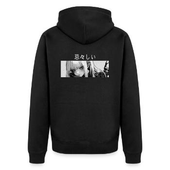Sad Girl Goth Harajuku Grunge Aesthetic Anime Dark - Unisex Premium Bio Zip Hoodie - Schwarz - Hinten - Nico (187cm)