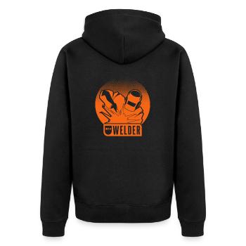 Schweißer schweissen Schweißgerät Schweisser - Unisex Premium Bio Zip Hoodie - Schwarz - Hinten - Nico (187cm)