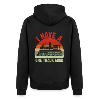 Train Single Line Mind Railroad Locomotive - Unisex Premium Organic Zip Hoodie - black - Back - Nico (187cm)