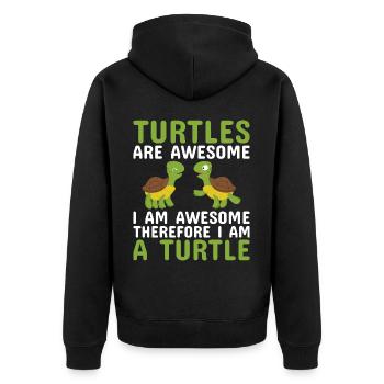 Turtles -Sea Turtle -Hawaiian - Unisex Premium Organic Zip Hoodie - black - Back - Nico (187cm)
