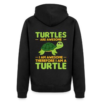 Turtles -Sea Turtle -Hawaiian - Unisex Premium Organic Zip Hoodie - black - Back - Nico (187cm)