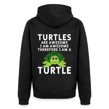 Turtles -Sea Turtle -Hawaiian - Unisex Premium Organic Zip Hoodie - black - Back - Nico (187cm)