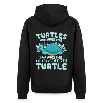 Turtles -Sea Turtle -Hawaiian - Unisex Premium Organic Zip Hoodie - black - Back - Nico (187cm)