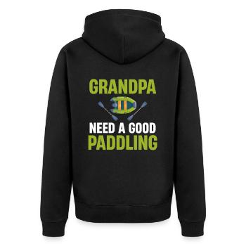 Grandpa needs a good paddling, rafting, - Unisex Premium Organic Zip Hoodie - black - Back - Nico (187cm)