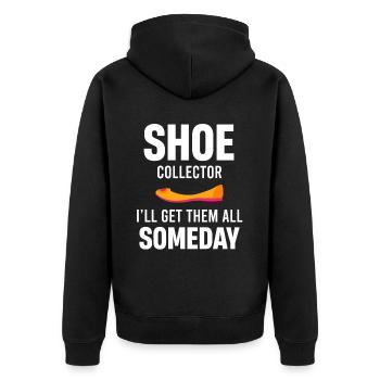 Schuhsammler Ich Werde Sie Alle Eines Tages - Unisex Premium Bio Zip Hoodie - Schwarz - Hinten - Nico (187cm)