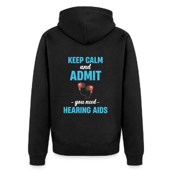 Bleiben Sie Ruhig Und Geben Sie Zu, Dass Sie - Unisex Premium Bio Zip Hoodie - Schwarz - Hinten - Nico (187cm)