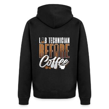 Lab Technician Before Coffee Medical Coffee Lover - Unisex Premium Bio Zip Hoodie - Schwarz - Hinten - Nico (187cm)