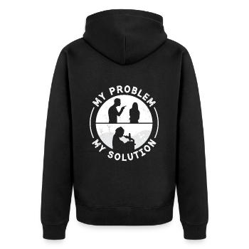 Technicien de laboratoire Mon problème Mon pictogramme Maman Papa - Veste à capuche bio Premium Unisexe - noir - Dos - Nico (187cm)