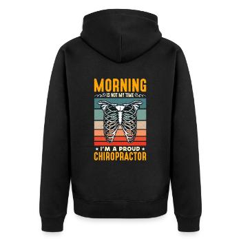 Chiropractor Morning Is Not My Time Chiropractic - Unisex Premium Bio Zip Hoodie - Schwarz - Hinten - Nico (187cm)