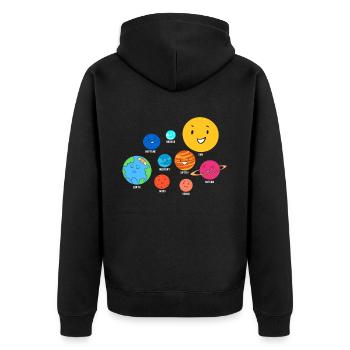 Système Solaire, Planètes, Science Espace, Astrologie - Veste à capuche bio Premium Unisexe - noir - Dos - Nico (187cm)