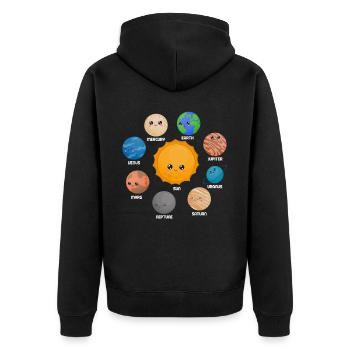 Système Solaire, Planètes, Science Espace, Astrologie - Veste à capuche bio Premium Unisexe - noir - Dos - Nico (187cm)
