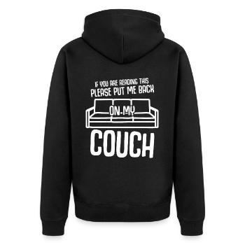 Couch Sofa - Unisex Premium Bio Zip Hoodie - Schwarz - Hinten - Nico (187cm)