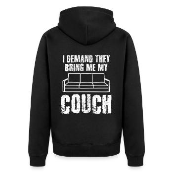 Sofa Couch - Unisex Premium Bio Zip Hoodie - Schwarz - Hinten - Nico (187cm)
