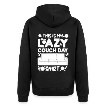 Lazy Couch Day Sofa - Unisex Premium Bio Zip Hoodie - Schwarz - Hinten - Nico (187cm)