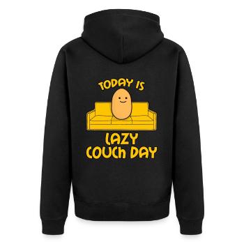 Potato Couch Sofa - Unisex Premium Bio Zip Hoodie - Schwarz - Hinten - Nico (187cm)