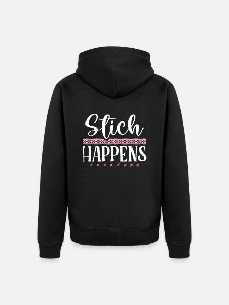 Lustiger Kreuzstichstickstickstich - Unisex Premium Bio Zip Hoodie - Schwarz