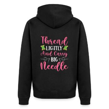 Point de broderie amusant au point de croix - Veste à capuche bio Premium Unisexe - noir - Dos - Nico (187cm)