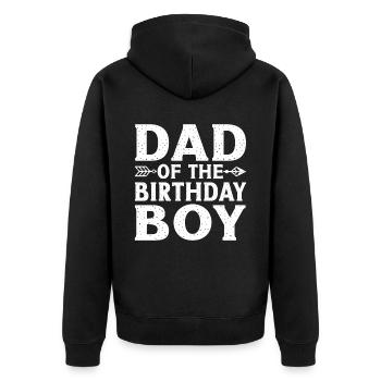 Dad Of The Birthday Boy - Unisex Premium Bio Zip Hoodie - Schwarz - Hinten - Nico (187cm)