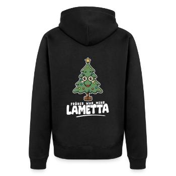 Früher war mehr Lametta - Unisex Premium Bio Zip Hoodie - Schwarz - Hinten - Nico (187cm)