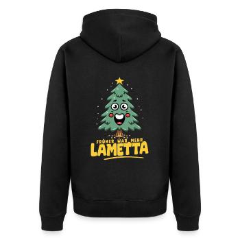 Früher war mehr Lametta - Unisex Premium Bio Zip Hoodie - Schwarz - Hinten - Nico (187cm)