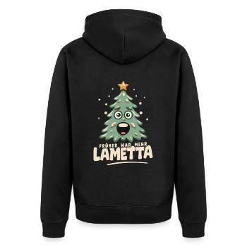 Früher war mehr Lametta - Unisex Premium Bio Zip Hoodie - Schwarz - Hinten - Nico (187cm)