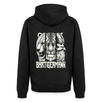 Bärtigermann Bär Tiger Mann Geschenk Bart - Unisex Premium Bio Zip Hoodie - Schwarz - Hinten - Nico (187cm)