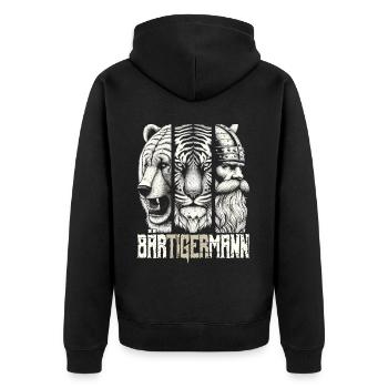 Bärtigermann Bär Tiger Mann Geschenk Bart - Unisex Premium Bio Zip Hoodie - Schwarz - Hinten - Nico (187cm)