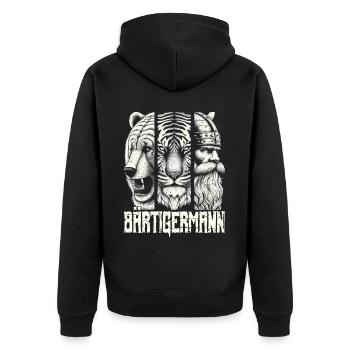 Bärtigermann Bär Tiger Mann Geschenk Bart - Unisex Premium Bio Zip Hoodie - Schwarz - Hinten - Nico (187cm)