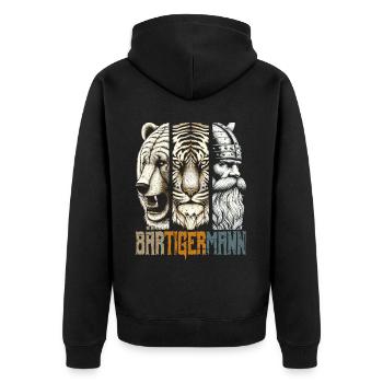 Bärtigermann Bär Tiger Mann Geschenk Bart - Unisex Premium Bio Zip Hoodie - Schwarz - Hinten - Nico (187cm)