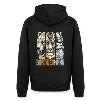Bärtigermann Bär Tiger Mann Geschenk Bart - Unisex Premium Bio Zip Hoodie - Schwarz - Hinten - Nico (187cm)