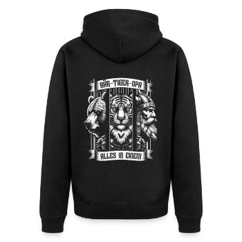 Grand-père barbu ours tigre grand-père cadeau barbe barbe porteur de barbe - Veste à capuche bio Premium Unisexe - noir - Dos - Nico (187cm)